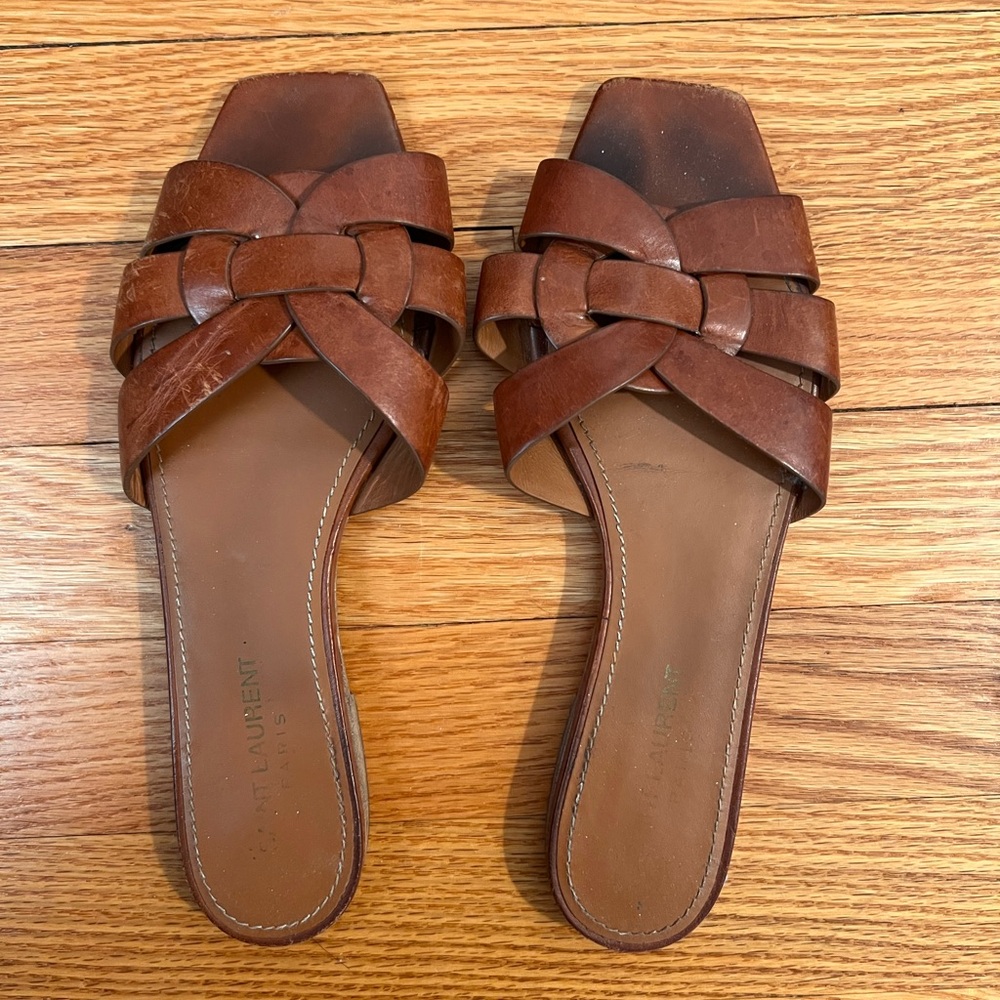 Saint Laurent Women's Brown Leather Sandals